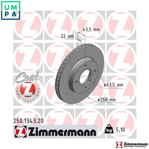 Brake disc 250 1343 - 250.1343.20, for